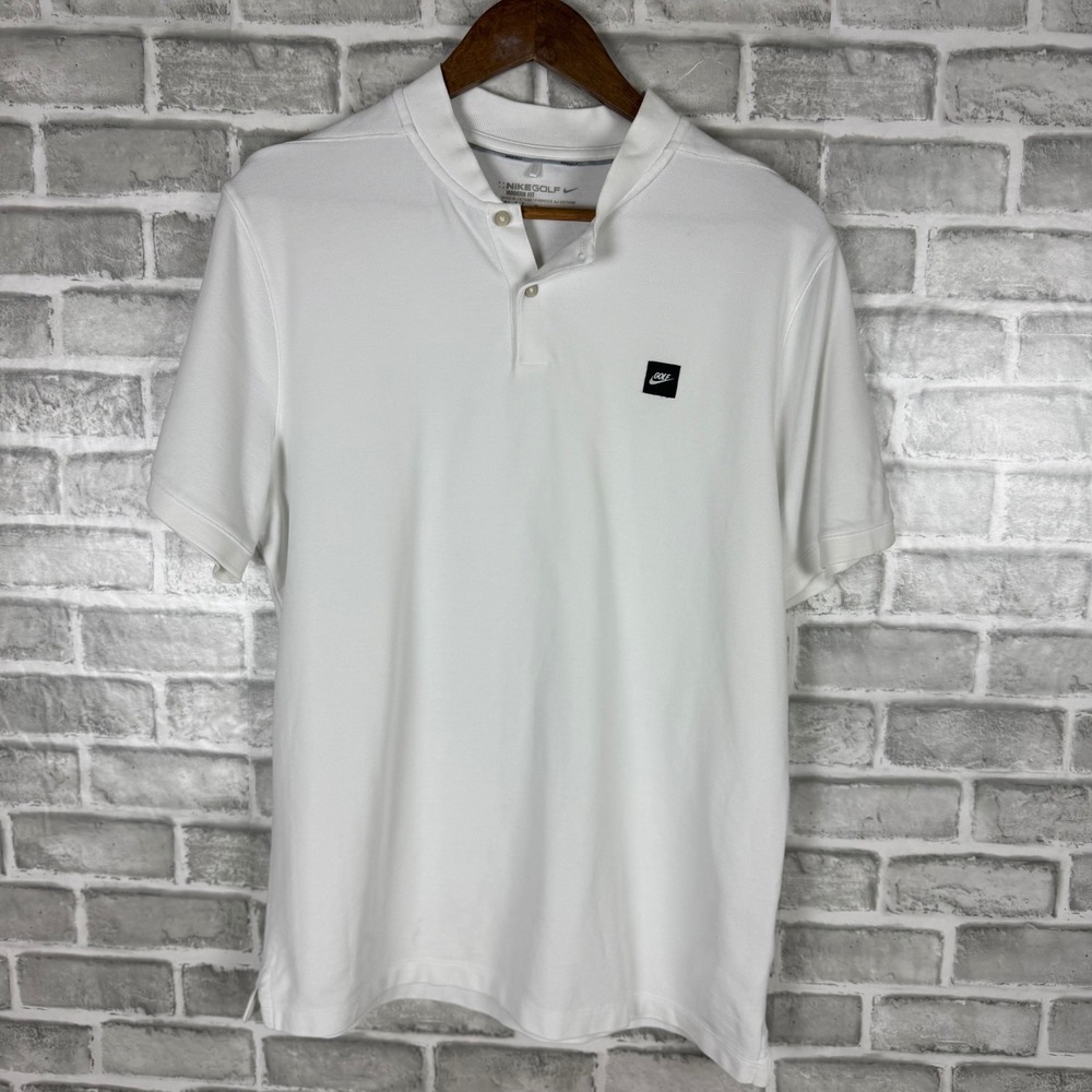 Nike Golf Modern Fit Blade Collar Polo Shirt White Dri-FIT 824401-100 Mens LARGE